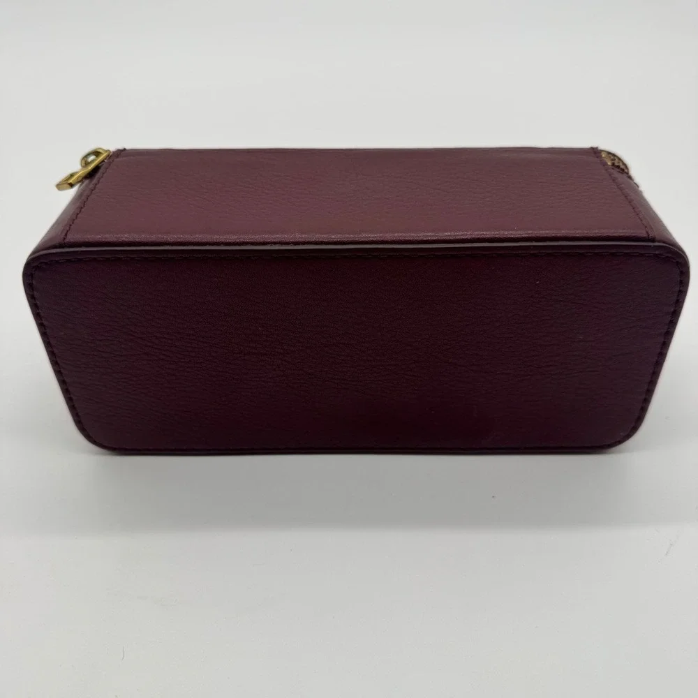 Fossil Sofia Leather Jewelry Box Maroon Pink Travel Case SWL1515601 NEW